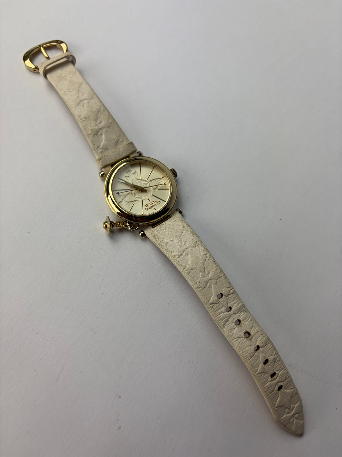 Vintage Vivienne Westwood Orb Charm Watch Cream Gold c. 2000s