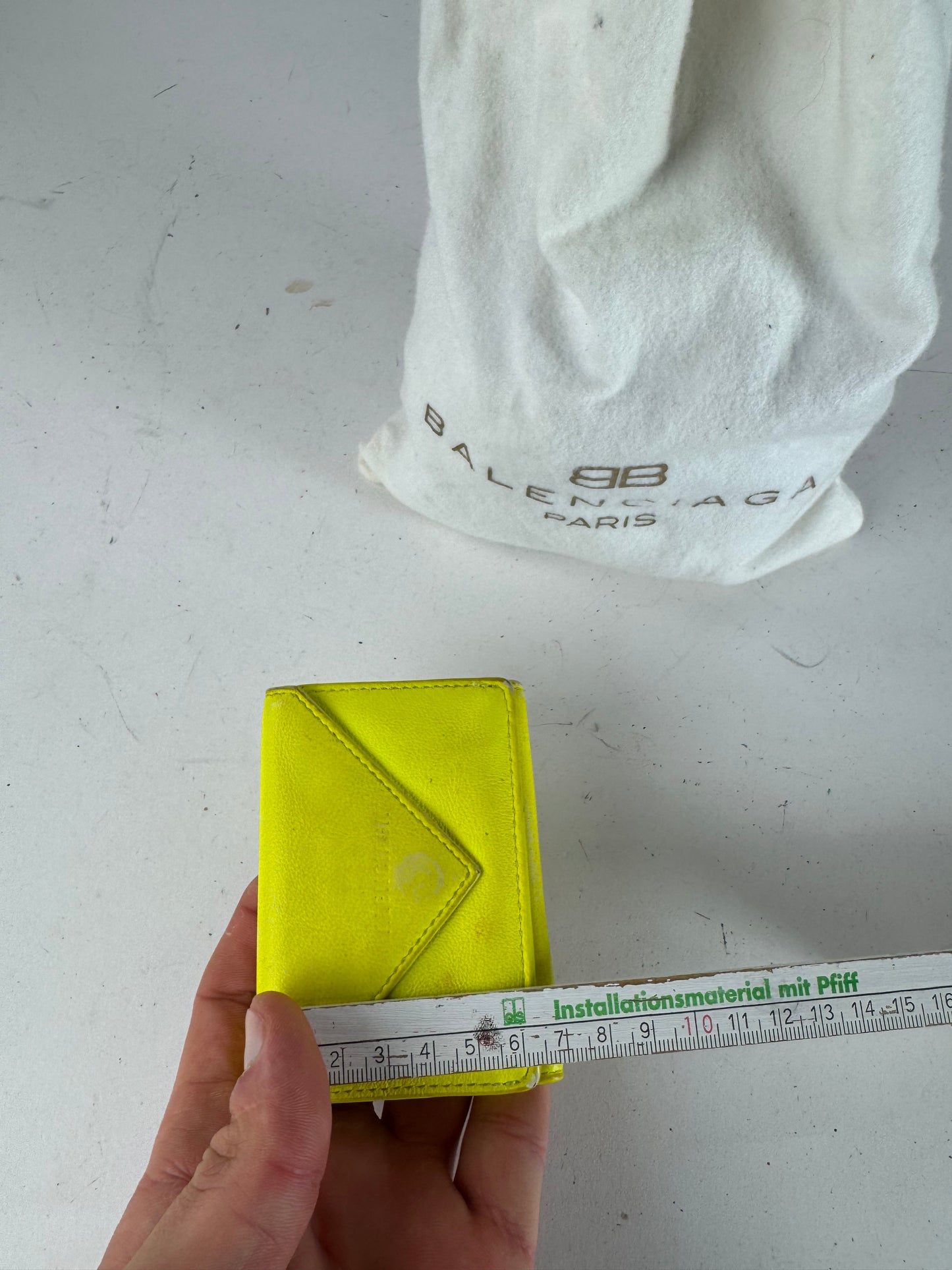Vintage Balenciaga Neon Yellow Postal Leather Card Holder