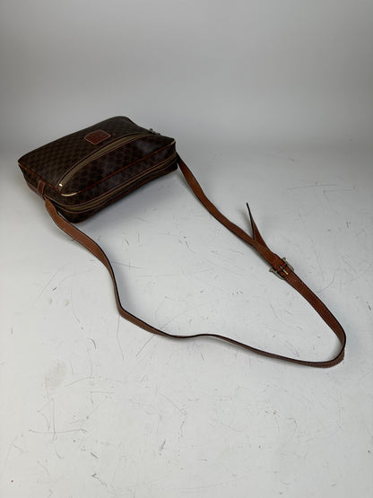 Vintage Celine Monogram Canvas Shoulder Bag Brown Tan