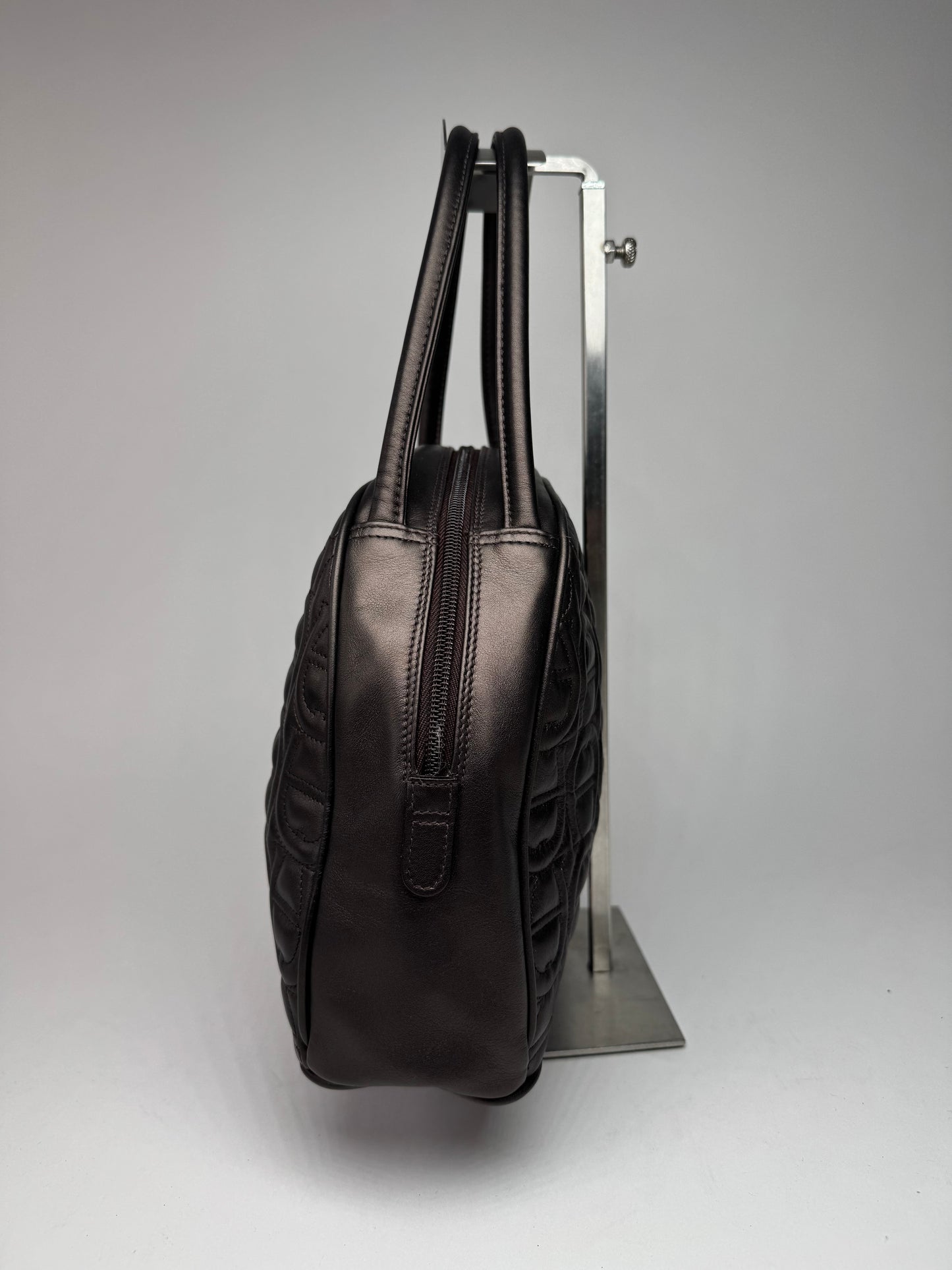 Vintage Aigner monogram leather bag brown gray