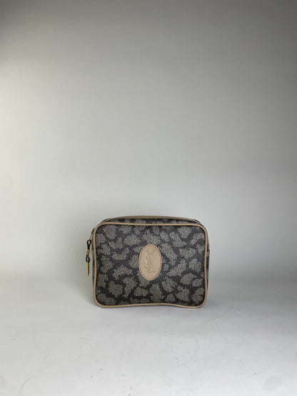 Vintage Saint Laurent Coated Canvas Cosmetic Pouch Beige Black
