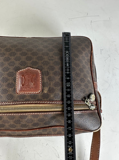 Vintage Celine Monogram Canvas Shoulder Bag Brown Tan