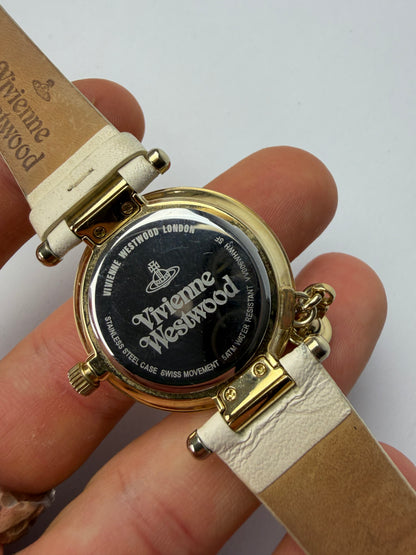 Vintage Vivienne Westwood Orb Charm Watch Cream Gold c. 2000s