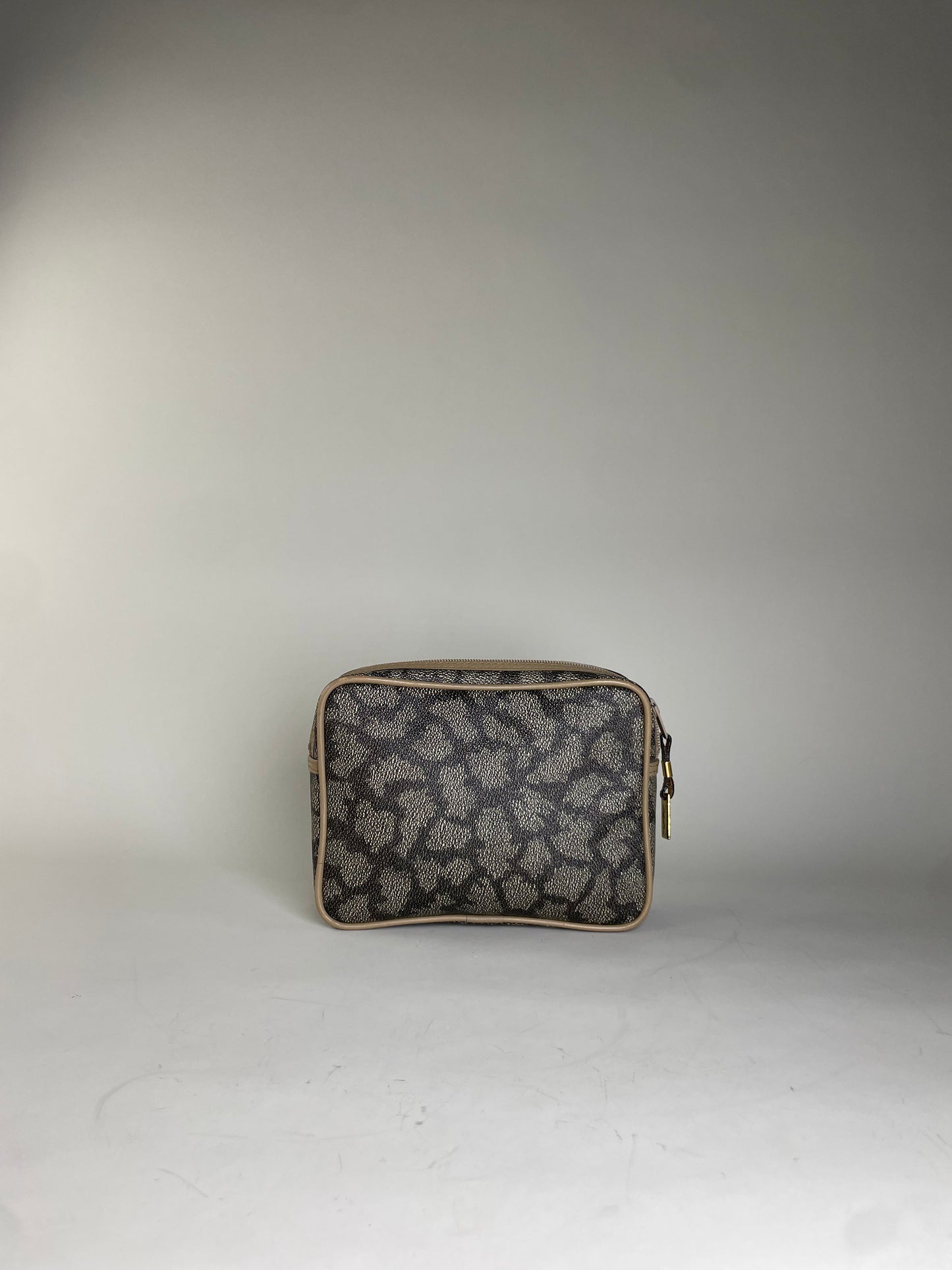 Vintage Saint Laurent Coated Canvas Cosmetic Pouch Beige Black