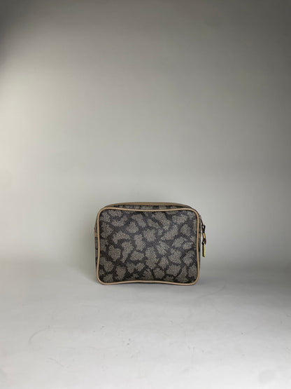 Vintage Saint Laurent Coated Canvas Cosmetic Pouch Beige Black