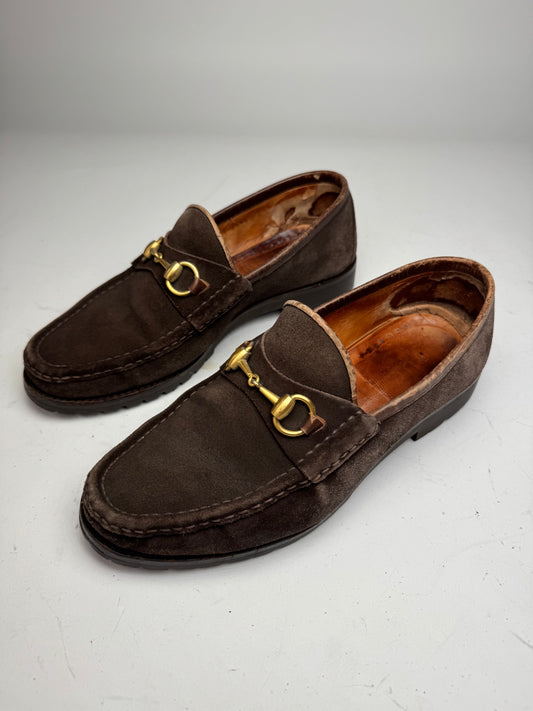 Vintage Gucci Men’s Suede Horsebit Loafer Brown EU41,5