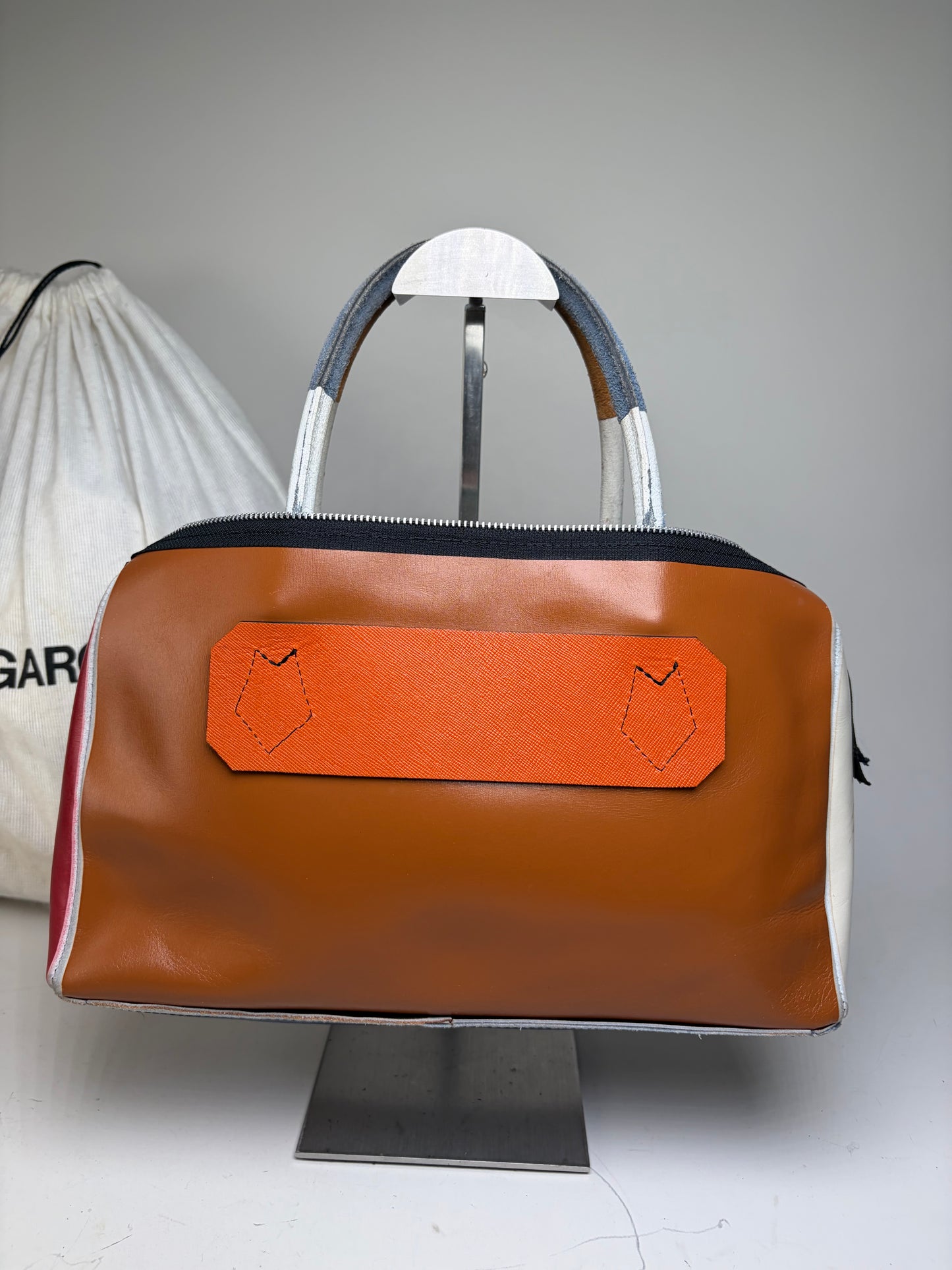 Vintage Comme Des Garcons Reversible Leather Tote Brown Teal Red