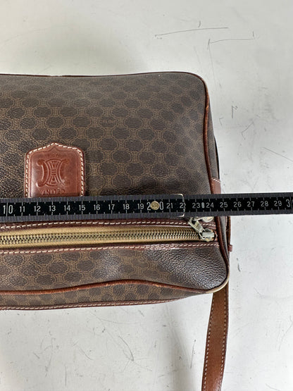 Vintage Celine Monogram Canvas Shoulder Bag Brown Tan