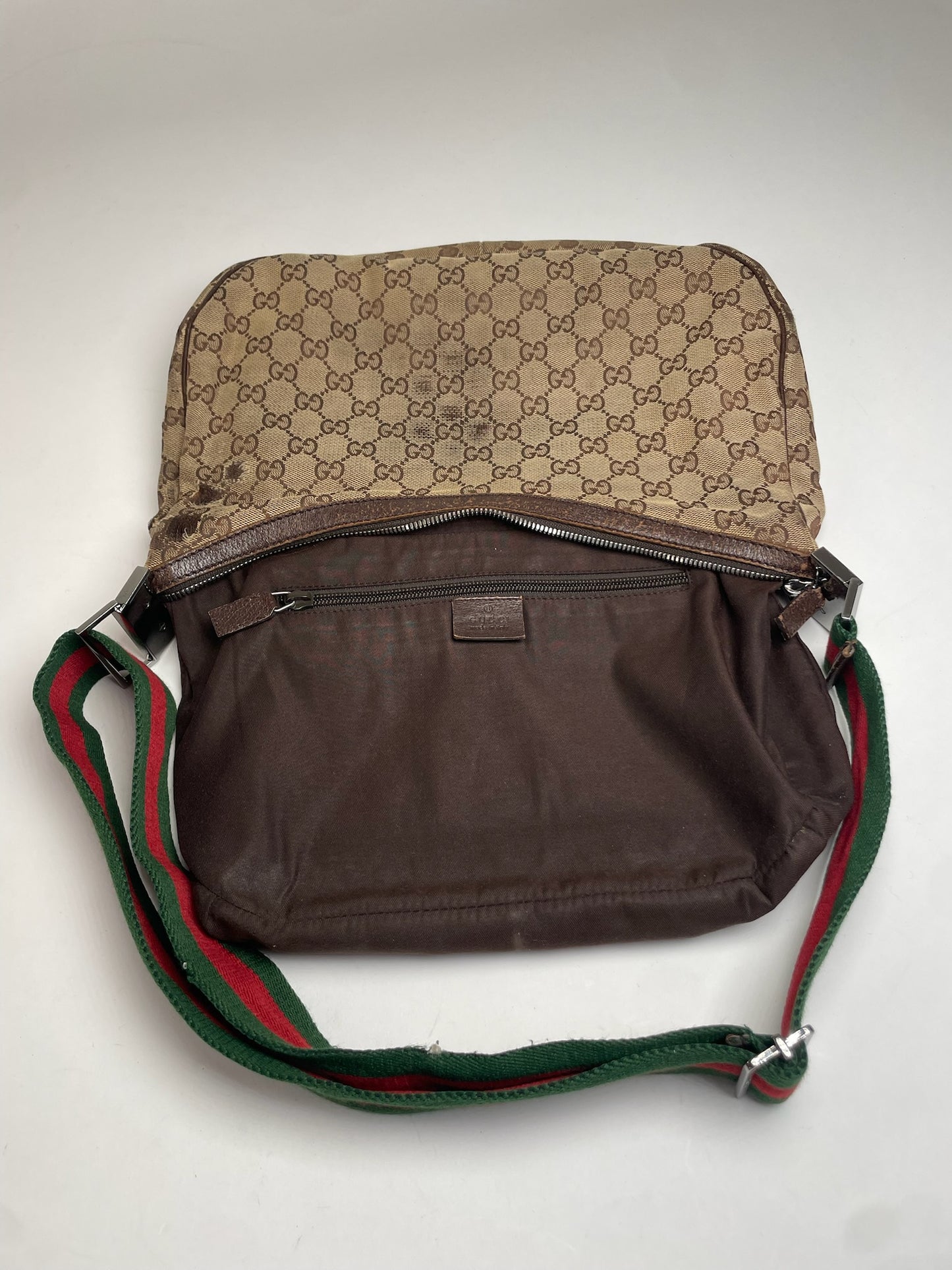 Vintage Gucci Croissant Multiway Monogram Bag beige brown