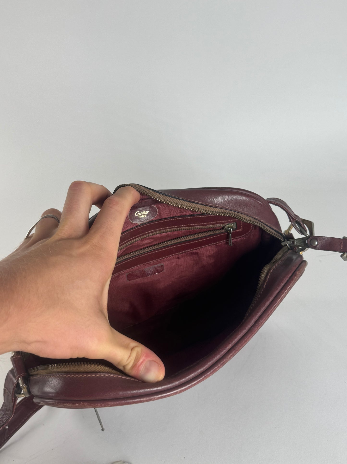 Vintage Cartier Leather Bag Burgundy
