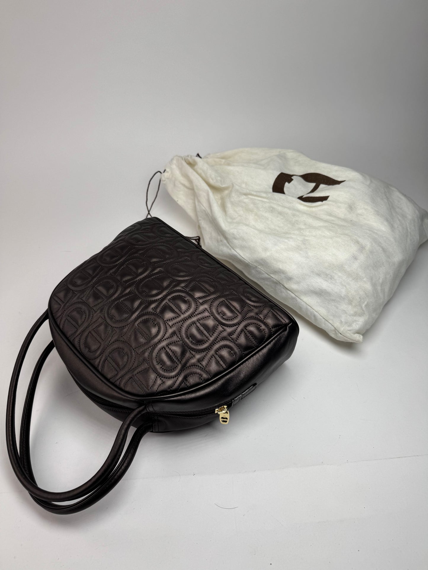 Vintage Aigner monogram leather bag brown gray