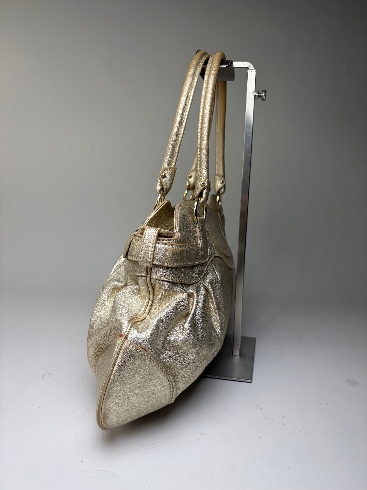 Vintage Ferragamo Structured Leather Bag Gold