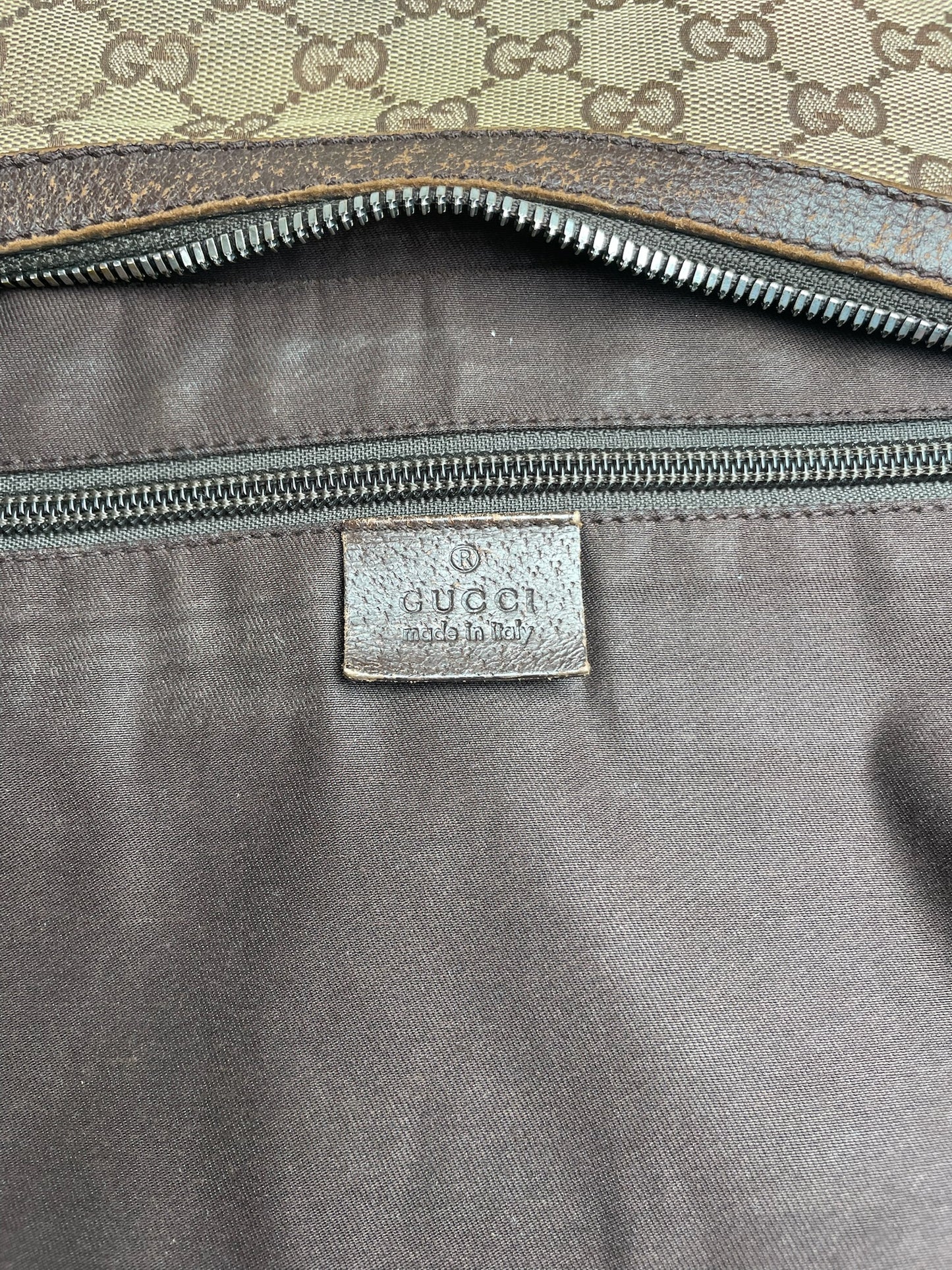 Vintage Gucci Croissant Multiway Monogram Bag beige brown