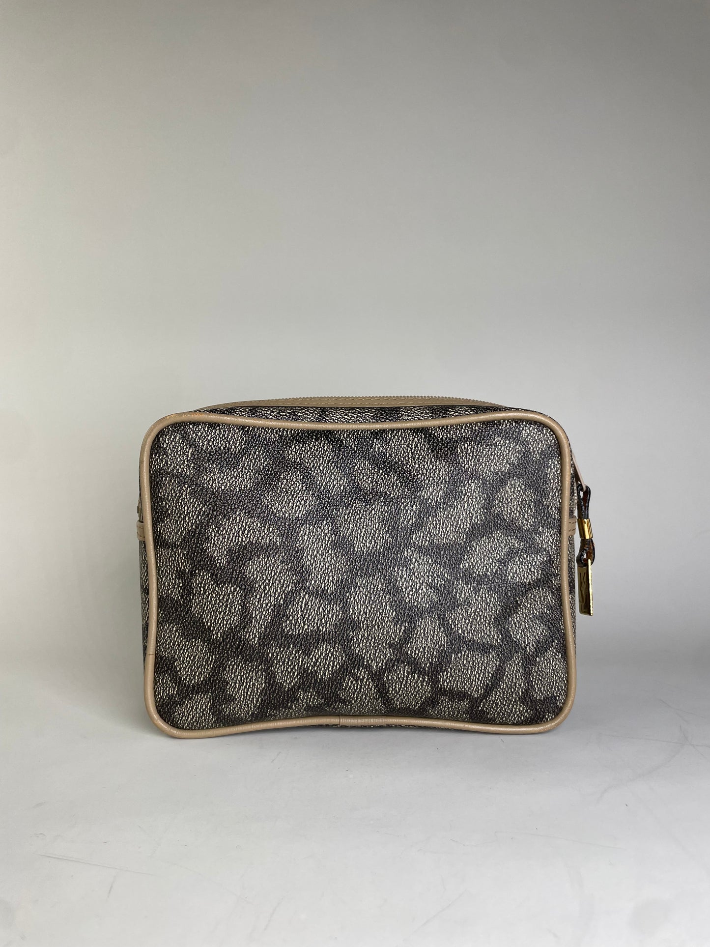 Vintage Saint Laurent Coated Canvas Cosmetic Pouch Beige Black