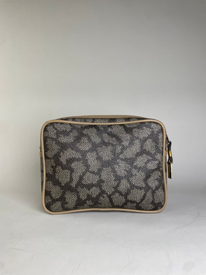 Vintage Saint Laurent Coated Canvas Cosmetic Pouch Beige Black