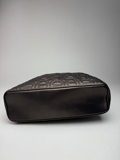 Vintage Aigner monogram leather bag brown gray