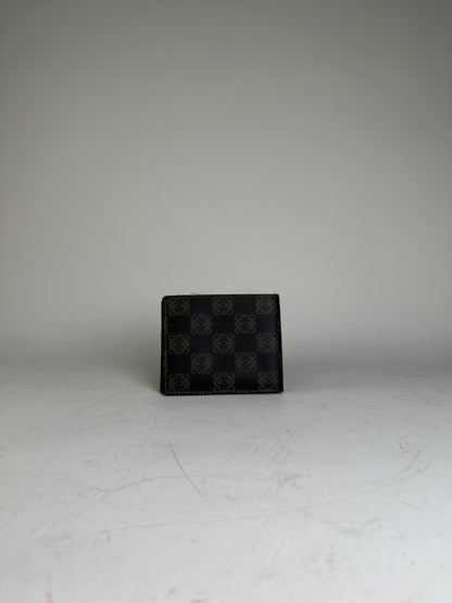 Vintage Loewe Canvas Leather Wallet Black Beige Gold