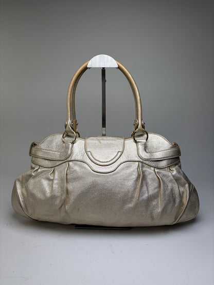 Vintage Ferragamo Structured Leather Bag Gold