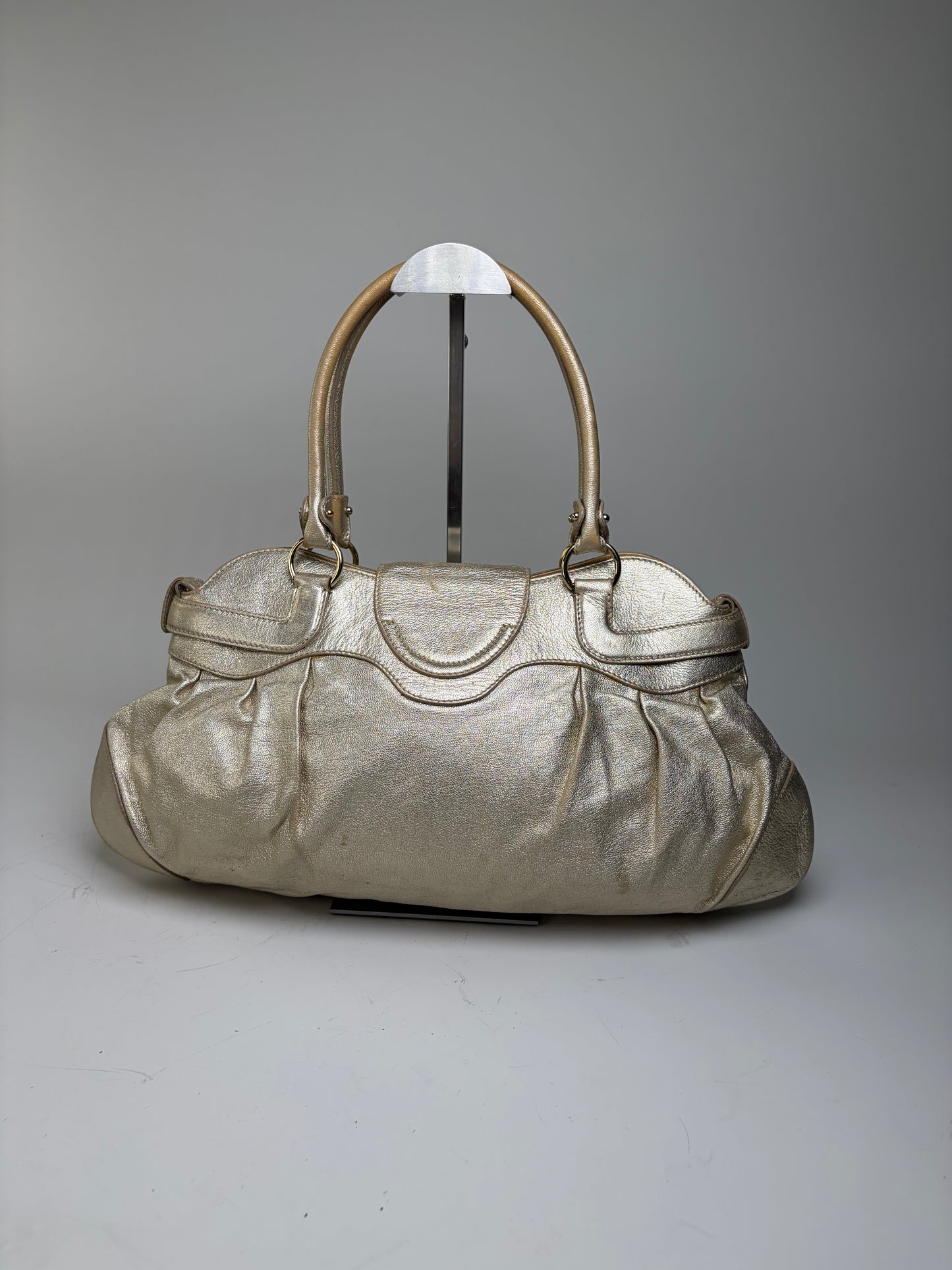 Vintage Ferragamo Structured Leather Bag Gold