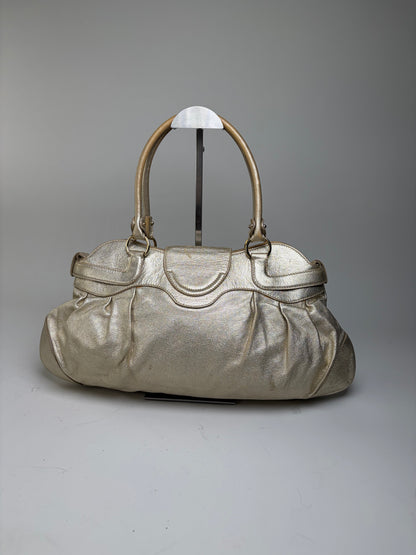 Vintage Ferragamo Structured Leather Bag Gold