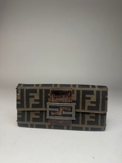 Portefeuille vintage Fendi Baguette en cuir marron