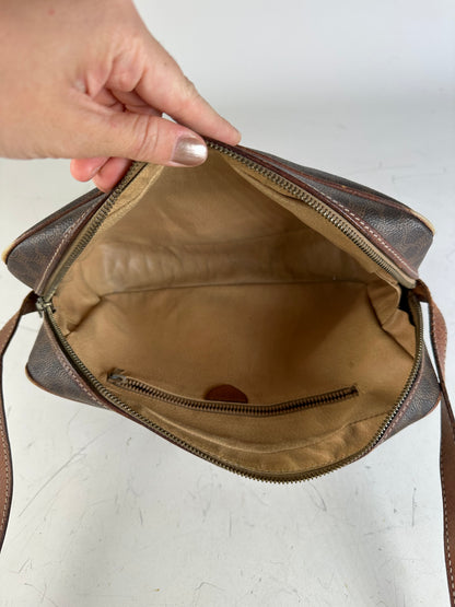 Vintage Celine Monogram Canvas Shoulder Bag Brown Tan