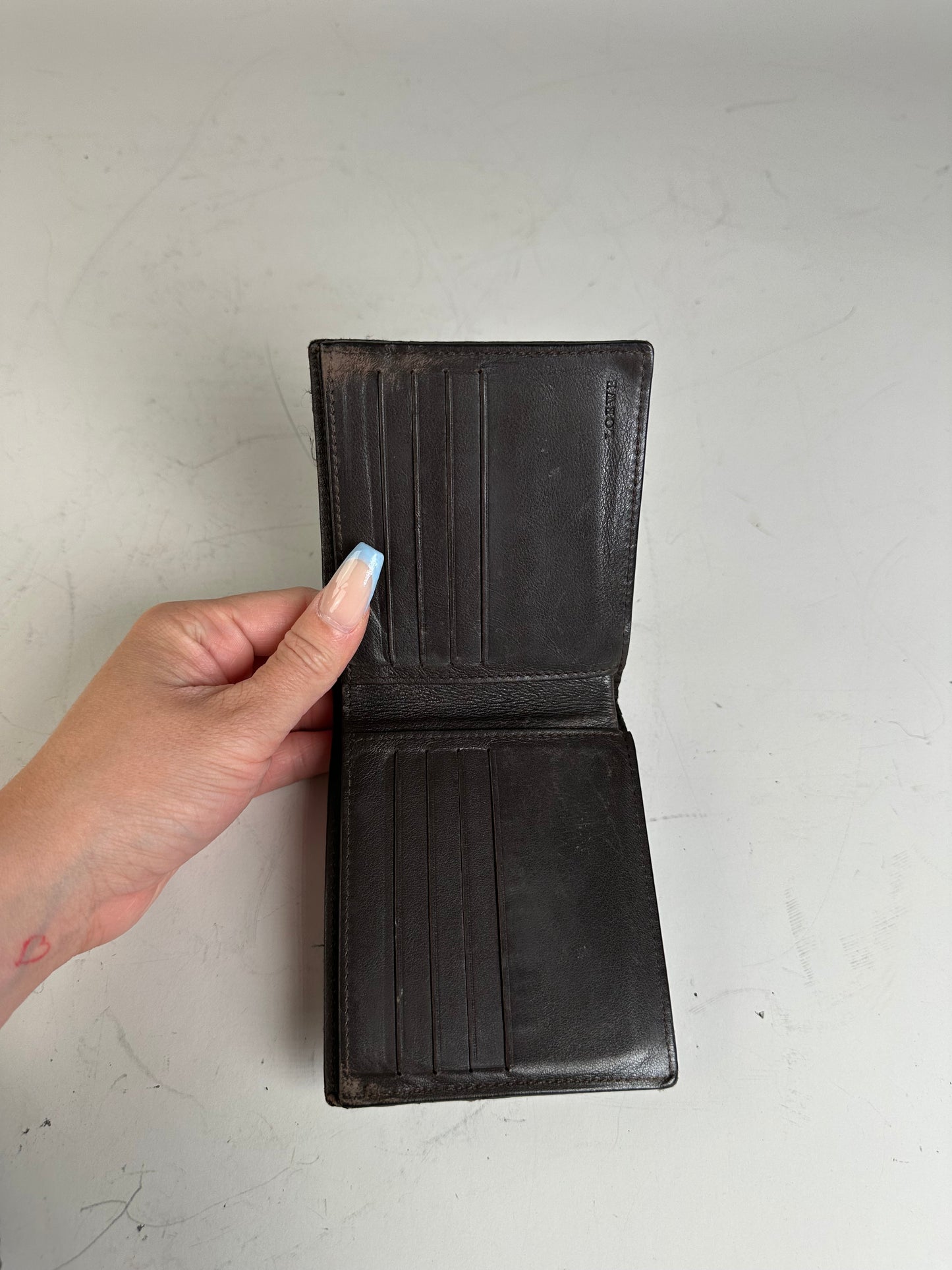 Vintage Loewe Canvas Leather Wallet Black Beige Gold