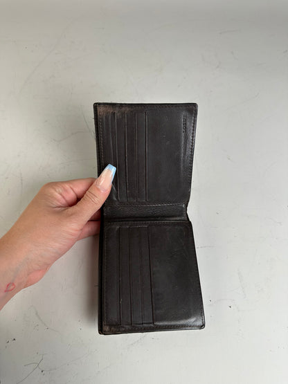 Vintage Loewe Canvas Leather Wallet Black Beige Gold