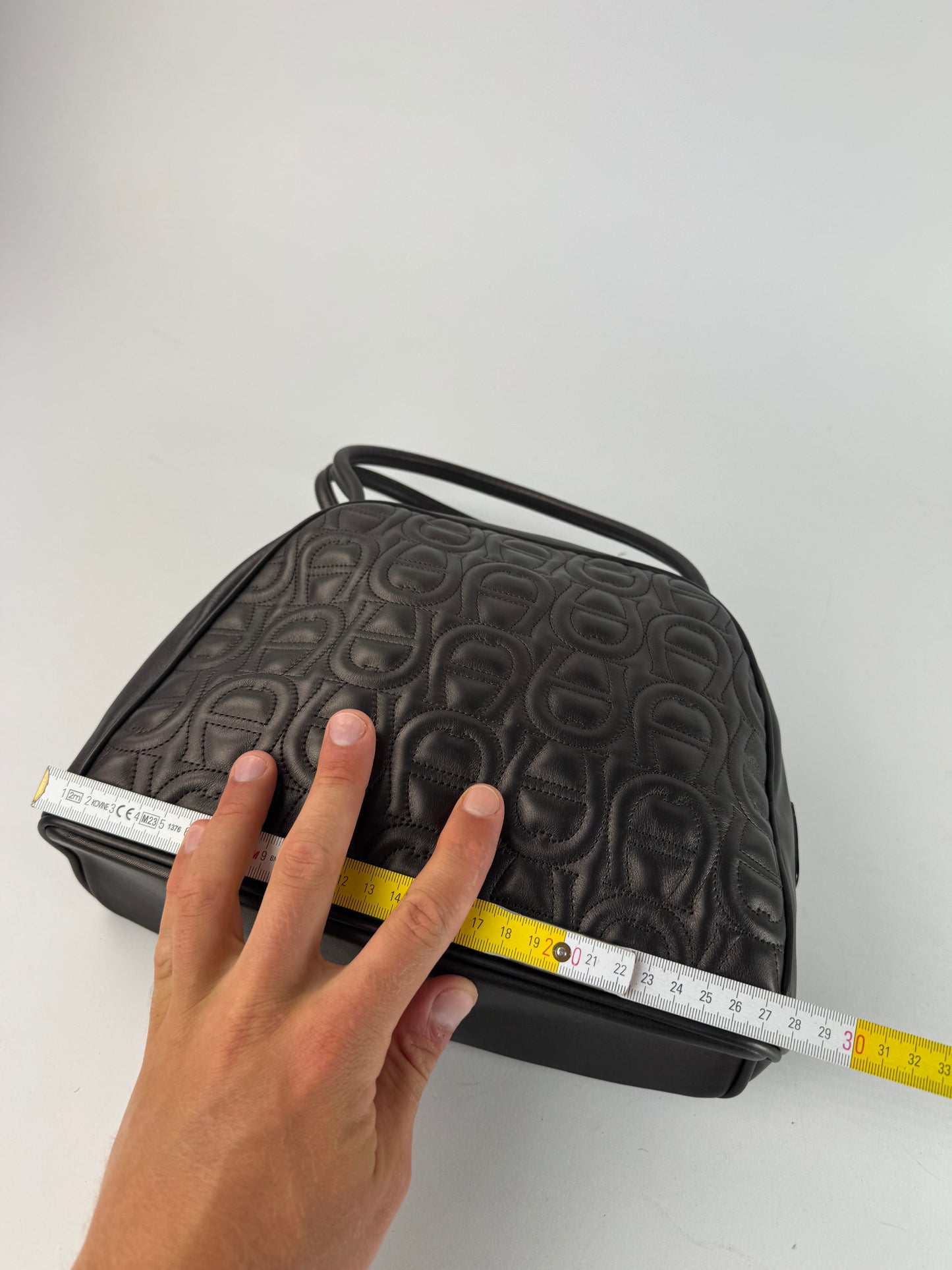 Vintage Aigner monogram leather bag brown gray