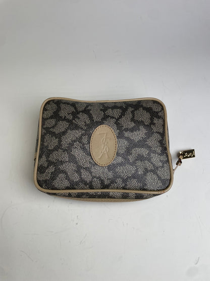 Vintage Saint Laurent Coated Canvas Cosmetic Pouch Beige Black