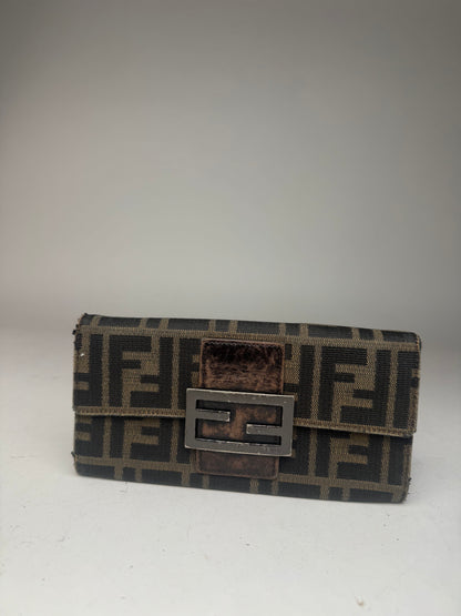 Portefeuille vintage Fendi Baguette en cuir marron
