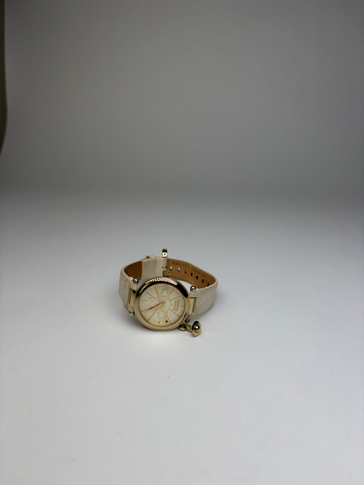 Vintage Vivienne Westwood Orb Charm Watch Cream Gold c. 2000s