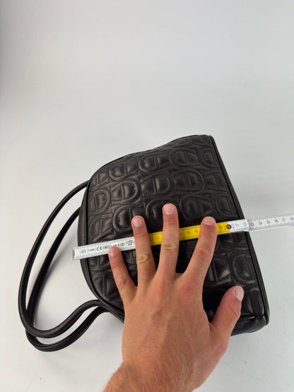 Vintage Aigner monogram leather bag brown gray