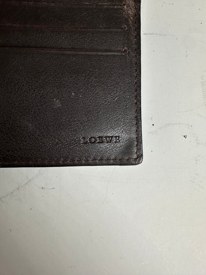 Vintage Loewe Canvas Leather Wallet Black Beige Gold