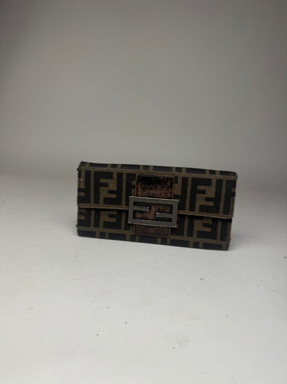 Portefeuille vintage Fendi Baguette en cuir marron