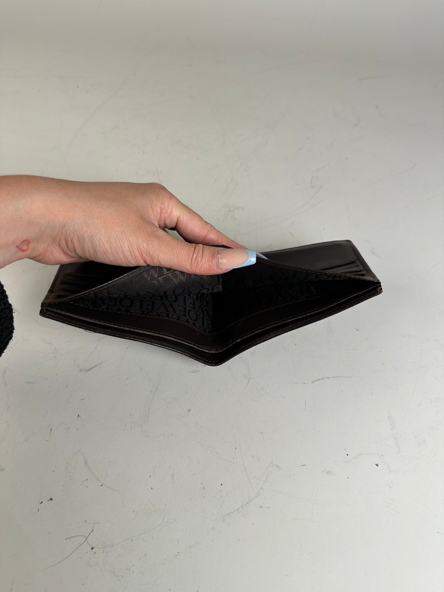 Vintage Loewe Canvas Leather Wallet Black Beige Gold
