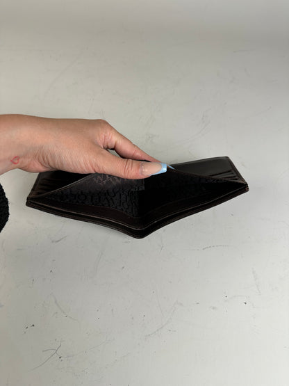 Vintage Loewe Canvas Leather Wallet Black Beige Gold