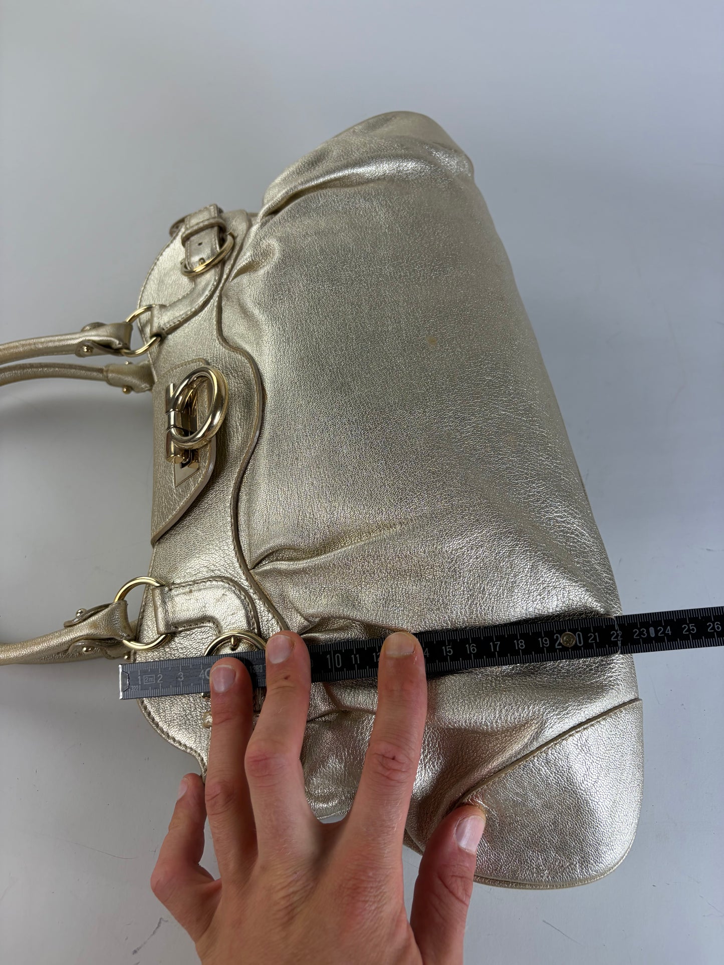Vintage Ferragamo Structured Leather Bag Gold