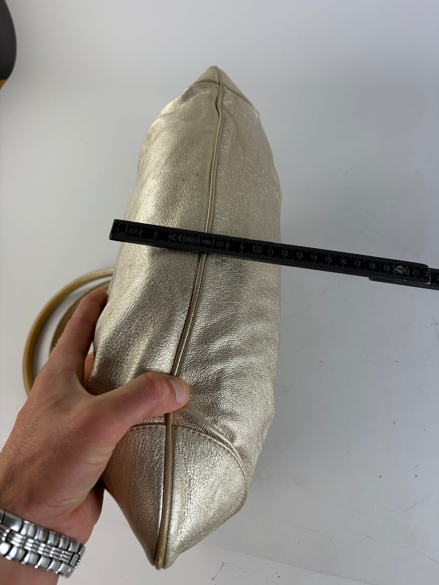 Vintage Ferragamo Structured Leather Bag Gold