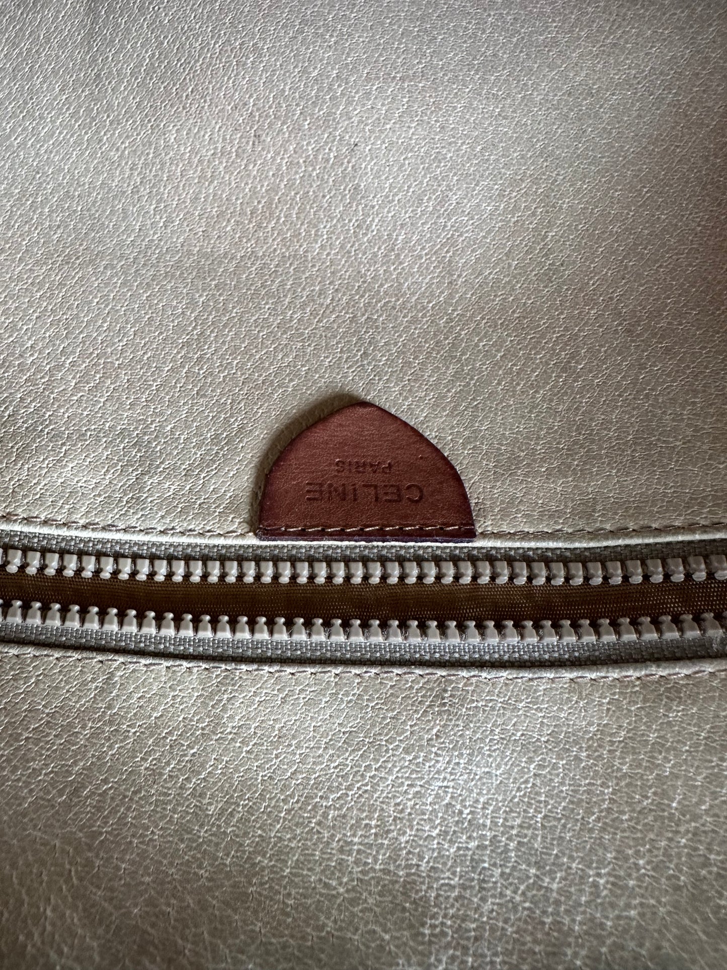 Vintage Celine Monogram Canvas Shoulder Bag Brown Tan