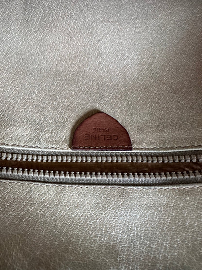 Vintage Celine Monogram Canvas Shoulder Bag Brown Tan