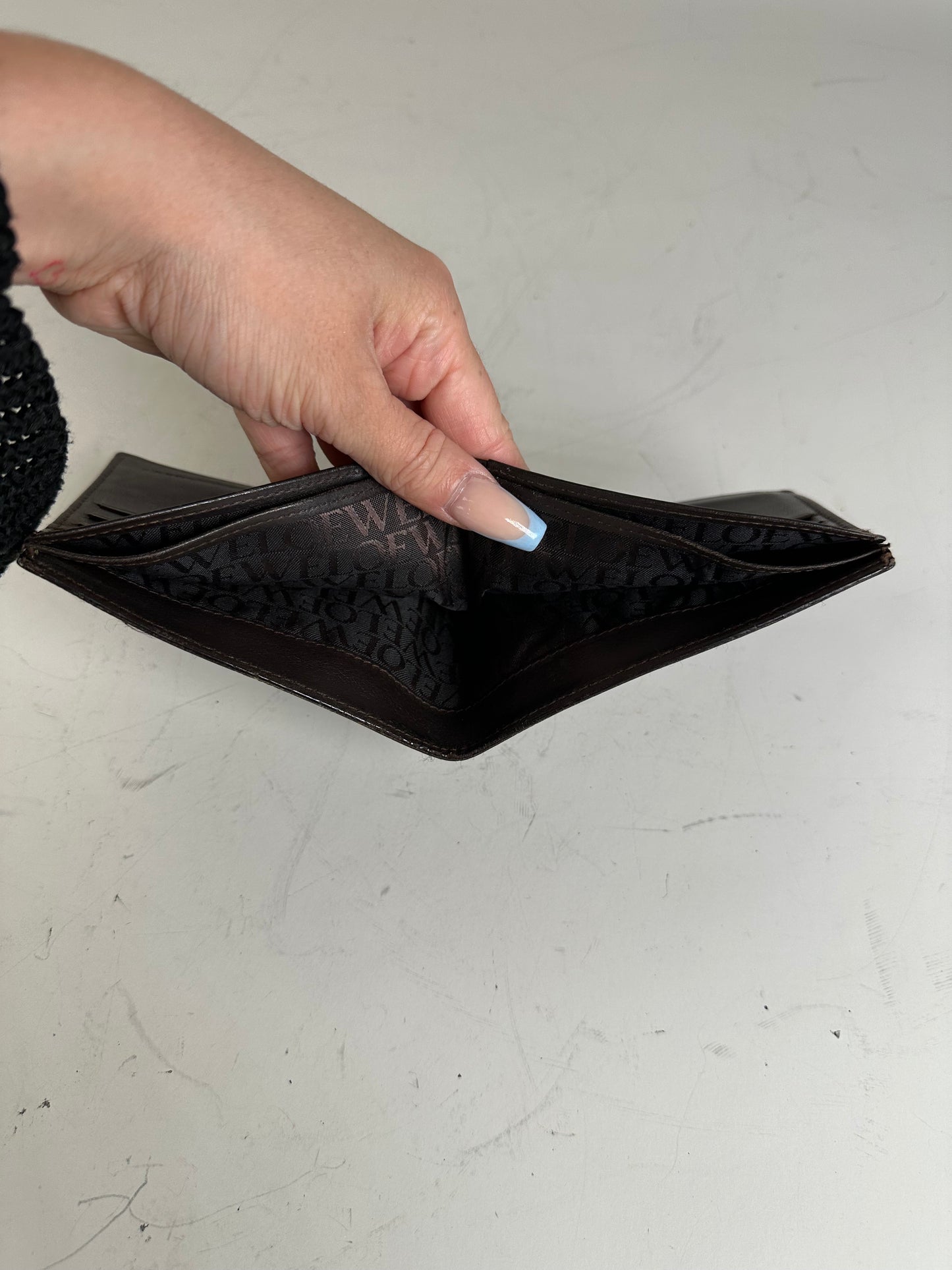 Vintage Loewe Canvas Leather Wallet Black Beige Gold