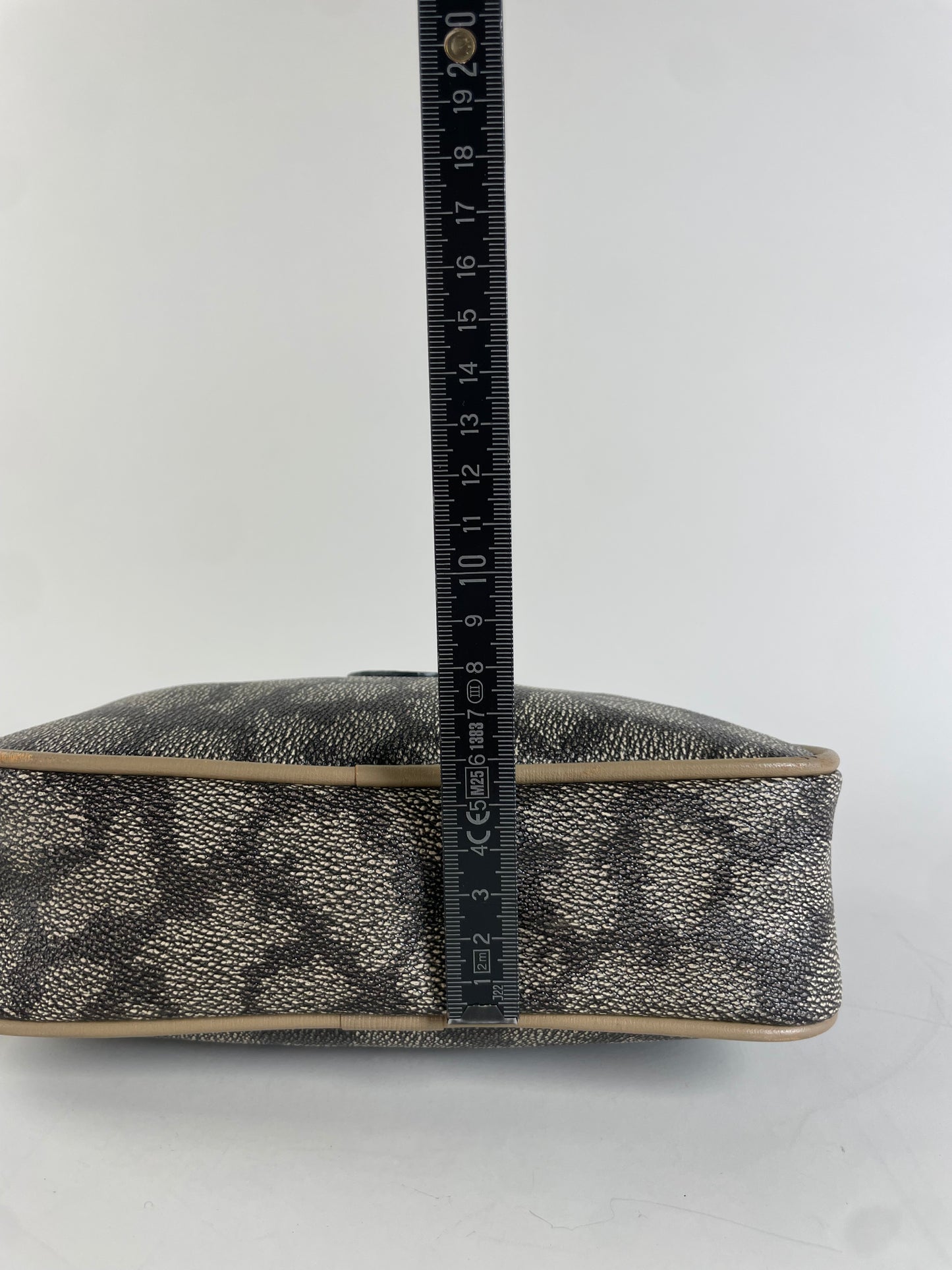 Vintage Saint Laurent Coated Canvas Cosmetic Pouch Beige Black