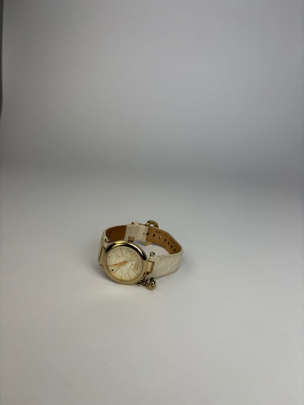 Vintage Vivienne Westwood Orb Charm Watch Cream Gold c. 2000s