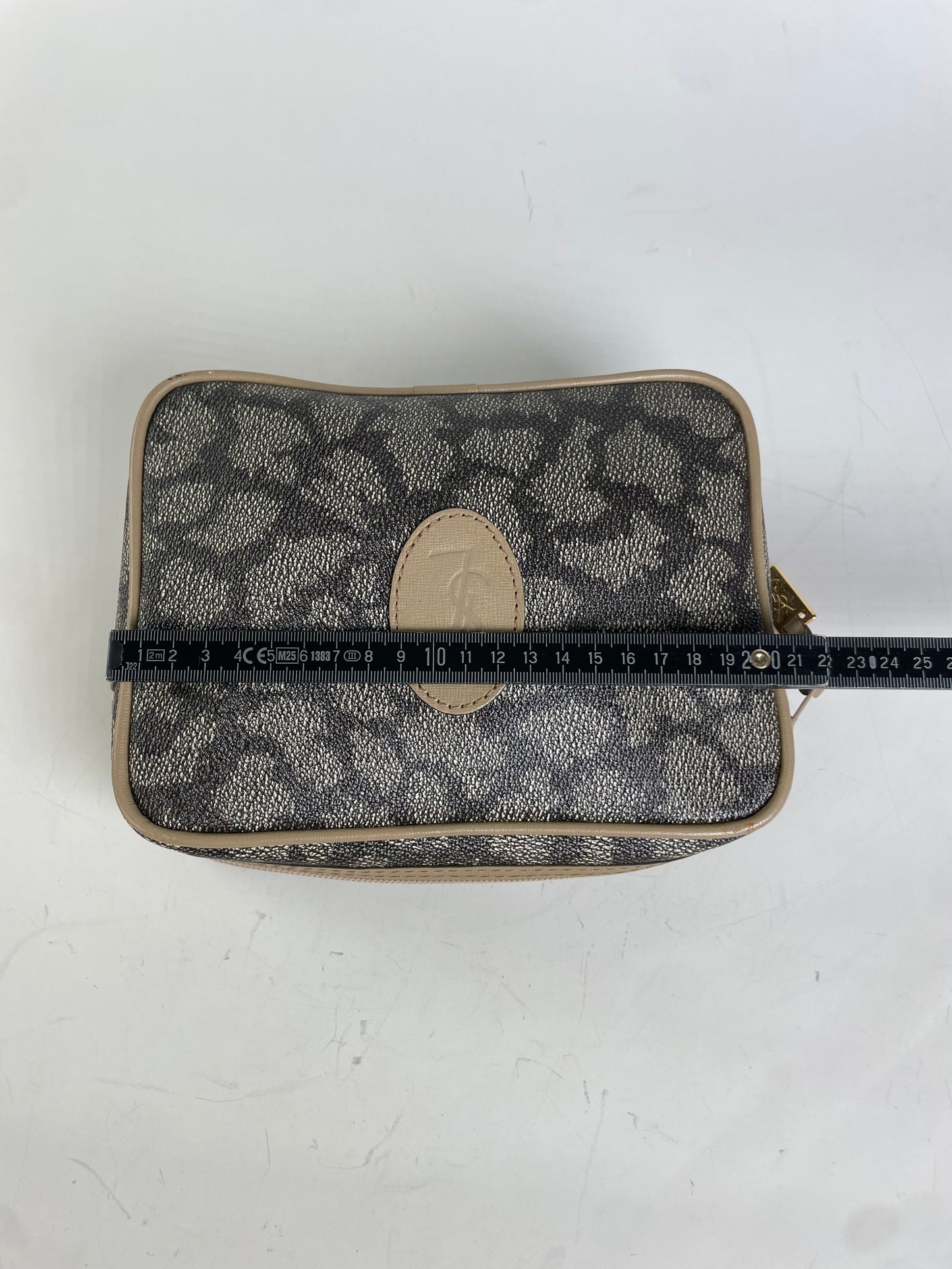 Vintage Saint Laurent Coated Canvas Cosmetic Pouch Beige Black