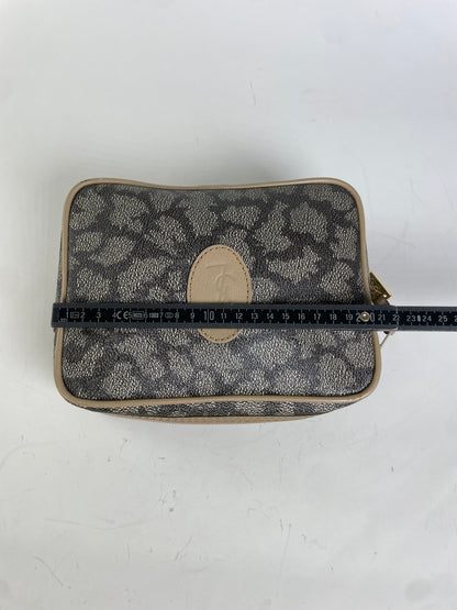 Vintage Saint Laurent Coated Canvas Cosmetic Pouch Beige Black