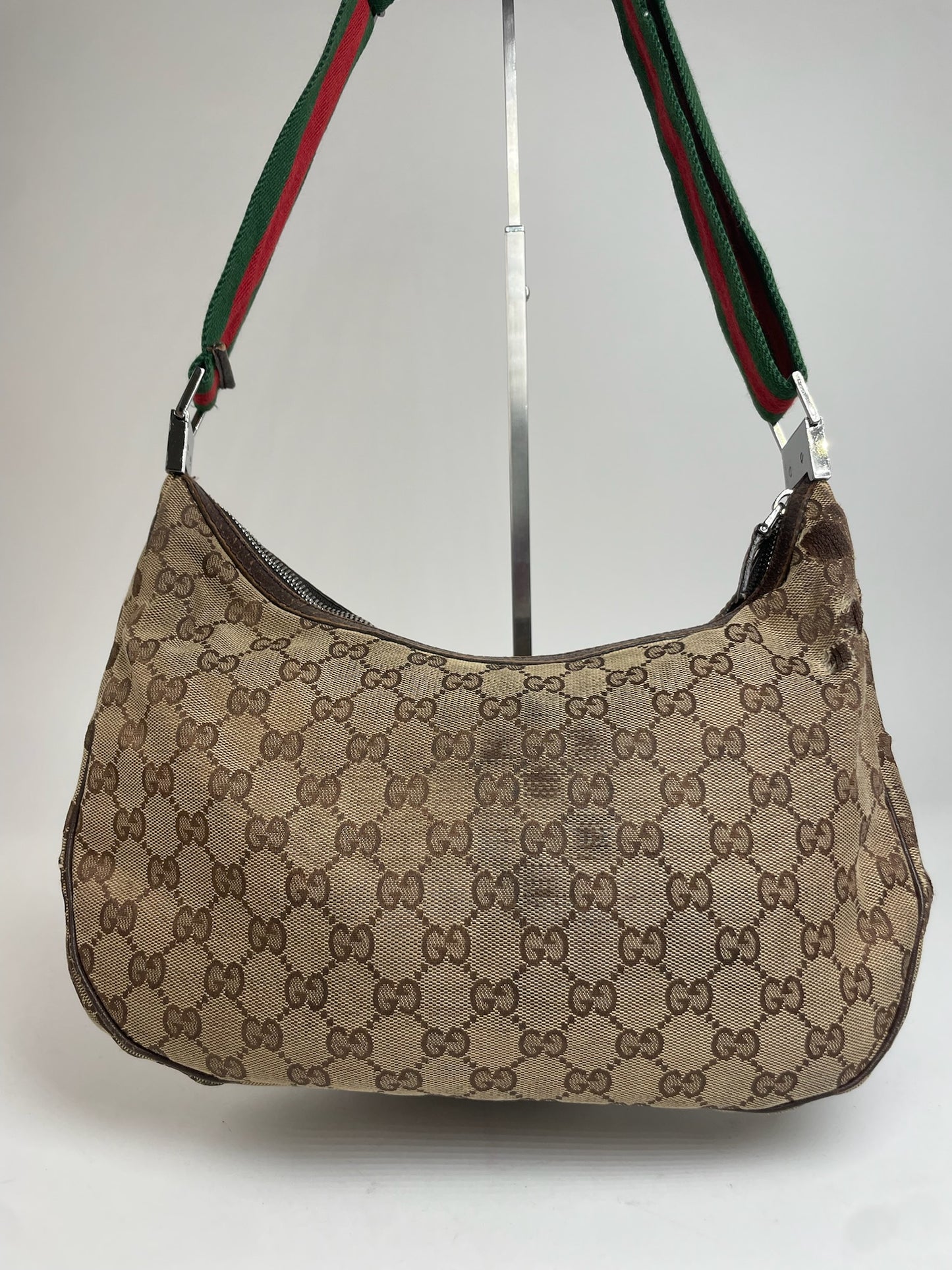 Vintage Gucci Croissant Multiway Monogram Bag beige brown