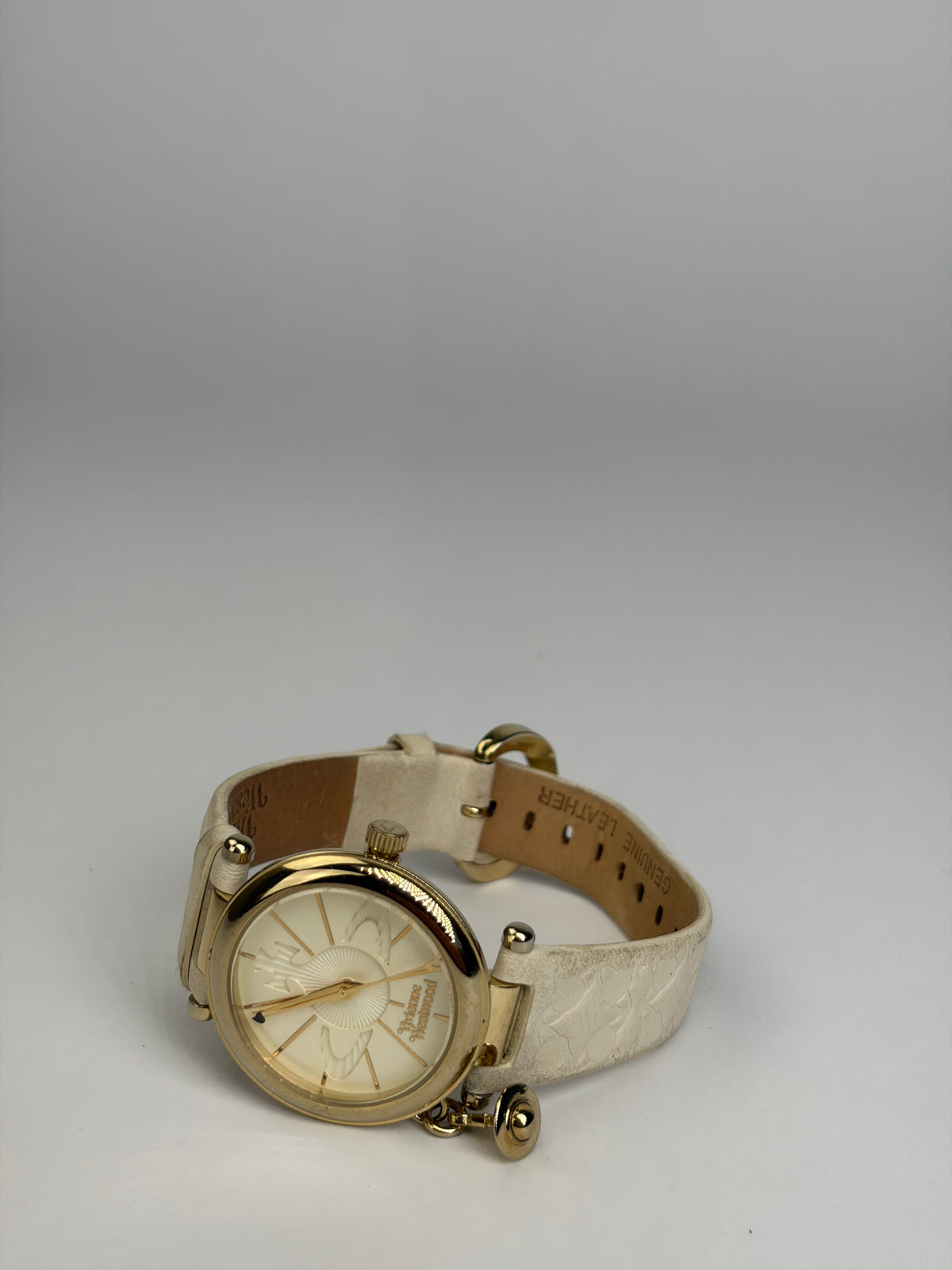Vintage Vivienne Westwood Orb Charm Watch Cream Gold c. 2000s