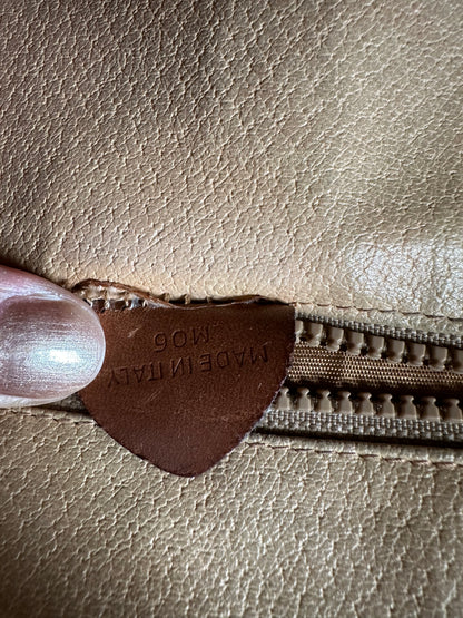 Vintage Celine Monogram Canvas Shoulder Bag Brown Tan