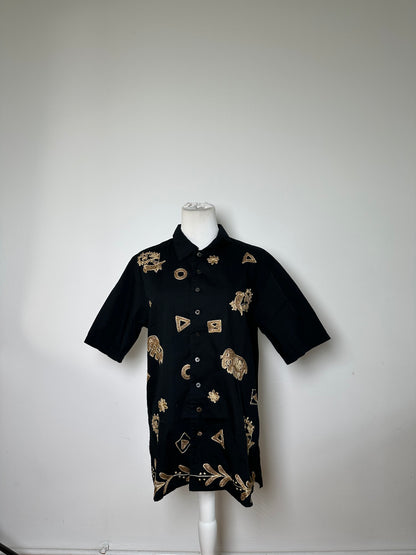 Vintage Issey Miyake Hai Sporting Cotton Shirt Black Gold M